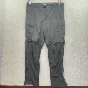 REI Co Op Pants Mens 36x32 Gray Relaxed Convertible Hiking Nylon Cargo Stretch